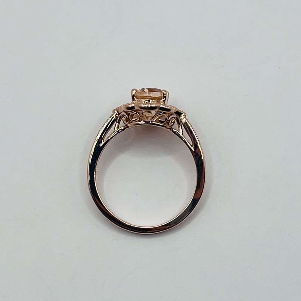 1.75 CT Lab Morganite and Diamond Ring 14K Gold Plated 925 Sterling Silver - Picture 5 of 8